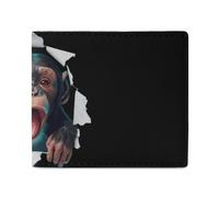 Funny Chimp Monkey Lover Chimpanzee Bifold Wallet Front Pocket with Money and Credit Card Holder for Men Women