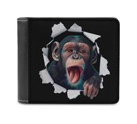 Funny Chimp Monkey Lover Chimpanzee Printed Bifold Wallet with Hidden Compartments Pocket Money and Credit Card Holder for Men Women