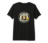 Funny Chimpanzee Diner Logo - Banana & Rice Chef Design Premium T-Shirt