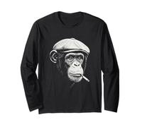 Funny Chimpanzee Smoking Cigarette Meme Mafia Monkey Long Sleeve T-Shirt