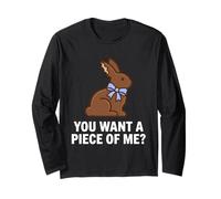 Funny Chocolate Bunny Easter Rabbit You Want a Piece of Me? Long Sleeve T-Shirt