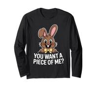 Funny Chocolate Bunny Easter Rabbit You Want a Piece of Me? Long Sleeve T-Shirt