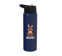 Funny Chocolate Bunny Easter Rabbit You Want a Piece of Me? Stainless Steel Insulated Water Bottle