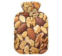 Funny Chocolate Nut Cake Travel hot Water Bottle with Soft Cover, 2L Warm Water Bottle for Bed for Sore Muscle