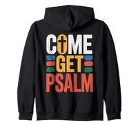 Funny Christian Come Get Psalm Jesus & Bible Pun Retro Faith Zip Hoodie