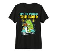 Funny Christian Frog Meme Off to Praise The Lord Religious Premium T-Shirt