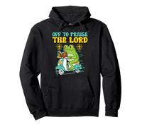Funny Christian Frog Meme Off to Praise the Lord Religious Pullover Hoodie