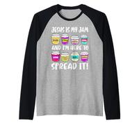 Funny Christian Jesus is My Jam Here to Spread Bible Faith Raglan Baseball Tee