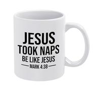 Funny Christian Mug - Jesus Took Naps - 11oz White Ceramic Bible Humor Gift for Pastors