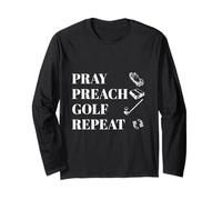 Funny Christian Pray Preach Golf Repeat Pastor Minister Long Sleeve T-Shirt