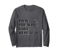 Funny Christian Pray Preach Golf Repeat Pastor Minister Long Sleeve T-Shirt