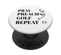 Funny Christian Pray Preach Golf Repeat Pastor Minister PopSockets Adhesive PopGrip