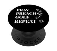 Funny Christian Pray Preach Golf Repeat Pastor Minister PopSockets Adhesive PopGrip