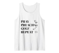 Funny Christian Pray Preach Golf Repeat Pastor Minister Tank Top