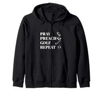 Funny Christian Pray Preach Golf Repeat Pastor Minister Zip Hoodie