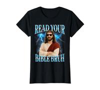 Funny Christian Read Your Bible Bruh T-Shirt, Women, Black, Large