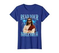 Funny Christian Read Your Bible Bruh T-Shirt, Women, Royal Blue, Medium