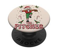 Funny Christmas Baseball Nutcracker The Pitcher PopSockets Adhesive PopGrip