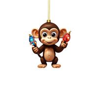 Funny Christmas Baubles, Monkey Christmas Tree Decoration Pendant Acrylic Monkey Christmas Pendant 2D Christmas Tree Decoration Christmas Tree Ornament for Wall Windows, Trees, Car