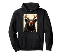 Funny Christmas Bear Holiday Lights Forest Animal Festive Pullover Hoodie