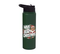 Funny Christmas Bear Pun - Have A Beary Christmas Stainless Steel Insulated Water Bottle
