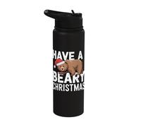 Funny Christmas Bear Pun - Have A Beary Christmas Stainless Steel Insulated Water Bottle