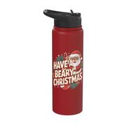 Funny Christmas Bear Pun - Have A Beary Christmas Stainless Steel Insulated Water Bottle