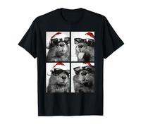 Funny Christmas Beavers with Sunglasses Santa Hat Festive T-Shirt