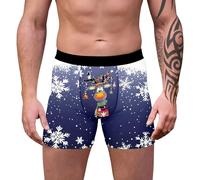 Funny Christmas Boxers for Men, Mens Sexy Christmas Outfit, Hipster Underpants Bulge Pouch Shapewear Breathable Personalised Underwear Trunks Personalised Funny Gifts for Him Boyfriend