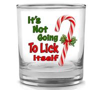 Funny Christmas Candy Cane Its Not Going To Lick Itself Judge Me Joke Old Fashioned Whiskey Glass Naughty or Nice Gag Gift For Him Her Men Dad