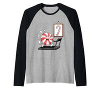 Funny Christmas Candy Cane Running Humor Jokes Raglan Baseball Tee