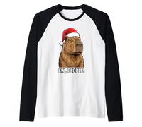 Funny Christmas Capybara Santa Hat Ew People Introvert Raglan Baseball Tee