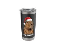 Funny Christmas Capybara Santa Hat Ew People Introvert Stainless Steel Insulated Tumbler
