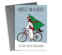 Funny Christmas Card - Christ On A Bike - That Time Of Year