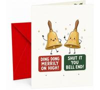 Funny Christmas Card Ding Dong Merrily Bell End Bells