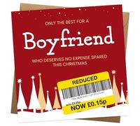 Funny Christmas Card for Boyfriend - Reduced Sticker, Xmas Tree Scene - Humorous Xmas Cards for Him - Boyfriend Christmas Card for Perfect Holiday with Funny Words - 145x145mm - Novelty Joke