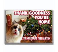 Funny Christmas Card For Cat Lovers Cheeky Pet Humour Xmas Card For Him Her - The Tree Fainted XM362