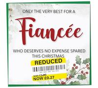 Funny Christmas Card for Fiancee with Reduced Sticker, Holly & Ivy Design, Fiancee Xmas Card, Merry Christmas Fiancee, Humorous Card for Her, Novelty Joke Gift for Fiancee Idea, 148mm