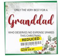 Funny Christmas Card for Him - Reduced Sticker, Holly & Ivy Design - Merry Xmas Gift, Humorous Novelty for Granddads - 148mm