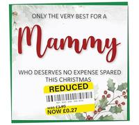 Funny Christmas Card for Mammy with Reduced Sticker, Holly & Ivy Design, Mammy Xmas Card, Merry Christmas, Humorous Greeting for Her, Novelty Joke Gift Idea, 148mm