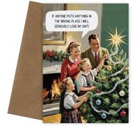 Funny Christmas Card for Mum, Wife or Girlfriend - Humorous Family Decorating Tree - Funny Wife Christmas Card and Mum Xmas Cards - Inappropriate Cheeky Adult Humour