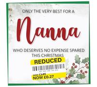 Funny Christmas Card for Nanna with Reduced Sticker, Holly & Ivy Design, Nanna Xmas Card, Merry Christmas Nanna, Humorous Card for Her, Novelty Joke Gift for Nanna Idea, 148mm