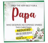 Funny Christmas Card for Papa with Reduced Sticker, Holly & Ivy Design, Papa Xmas Card, Merry Christmas, Humorous Greeting for Him, Novelty Joke Gift Idea, 148mm