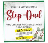 Funny Christmas Card for Step-Dad, Holly & Ivy Design, Merry Christmas Step-Dad, Humorous Card for Him, Novelty Joke Gift Him, 148mm