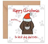 Funny Christmas Card from the Dog - Xmas Cards From Doggy Pup Puppy Fur Baby Pet - To Him Her Man Woman Mum Dad Sister Brother Cat - Dog Dad Mum Parent - 14cm (Dog Dad)