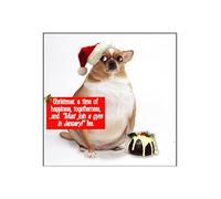 Funny Christmas Card - Overweight Dog Ate Too Much | Must join a gym in January - From Family or Friends