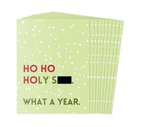 Funny Christmas Card Pack - 10 Punny Festive Greeting Cards, Holiday Multipack, Cute & Blank Inside, for Friends, Family, Secret Santa, Colleagues (10 Cards - Ho Ho Holy Shit… - 10 of same design)