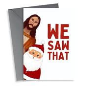 Funny Christmas Card - Peeking Santa & Jesus - We Saw That