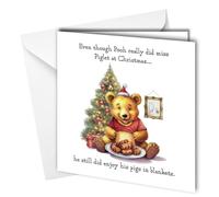 Funny Christmas Card - Pooh and Piglet Inspired- Merry Christmas - Humorous Winnie Xmas - Mens or Womens Xmas Card - Male/Female #1758