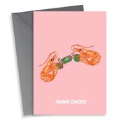 Funny Christmas Card - Prawn Cracker - Food Pun